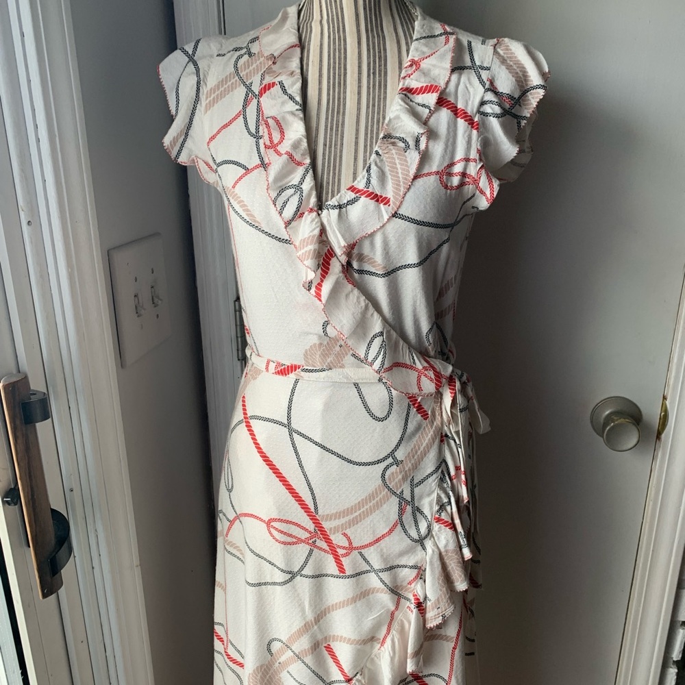 Ellor asymmetrical wrap waist dress cream.